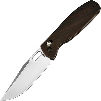 CJRB Prado Folding Pocket Knife 3.76" AR-RPM9 Sand Polish Steel Blade Ebony Handle Crossbar Lock for Men Outdoor, Survival, Camping and EDC, Ebony