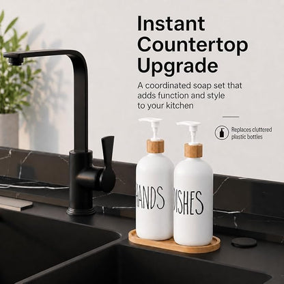 Dish Soap Dispenser for Kitchen Sink.Glass Hand Soap Dispenser, Modern