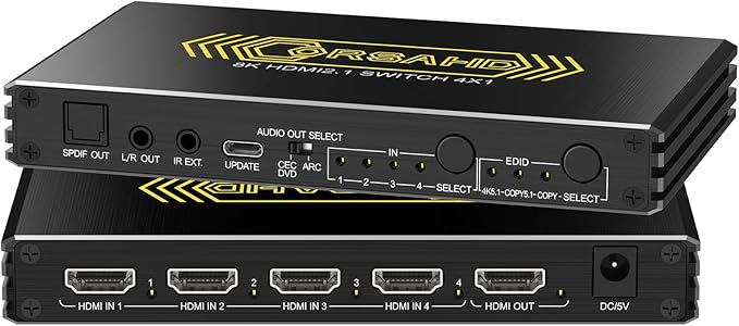 CORSAHD 4K@120Hz HDMI 2.1 Switch 4 in 1 Out