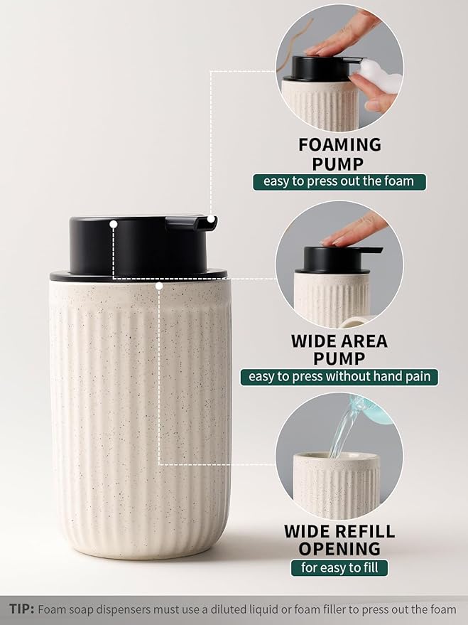 Bosilunlife Soap Dispenser and Toothbrush Holder Set - 11Oz Foam Soap Dispenser