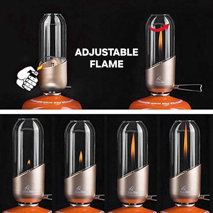Fire-Maple Orange Camping Lantern Glass, Steel & Aluminum | Propane or Isobutane Fuel Canister Beautiful Lights | NO Mantles Needed | Propane Lanterns for Camping, Emergency Essential