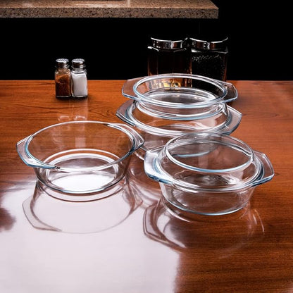 Set of 6 Pieces Round Tempered Glass Casserole Dish