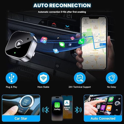 Wireless CarPlay and Android Auto Adapter for Bentley Flying Spur 2020-2025- Mini Plug and Play Converter for Stable Connection