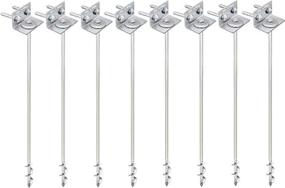 Ground Anchors Screw In - 24" Set of 4,6,8 with Brackets and Drill Bit - Earth Anchors - Mobile Home Anchors - Storage Shed Anchor Kit - Swing Set Anchors for Metal Swing Set - Playset Anchors - Ties