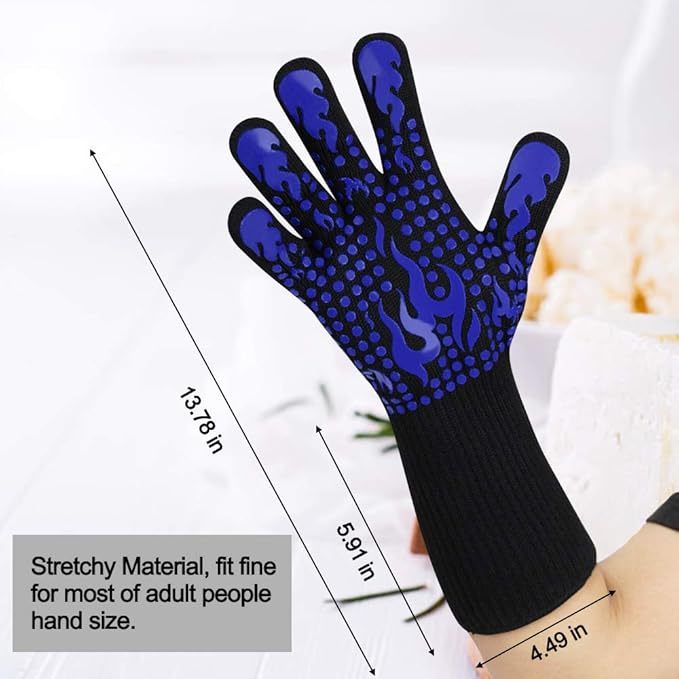 Comsmart BBQ Gloves, 1472F Heat Resistant Silicone Non-Slip Oven Mitts