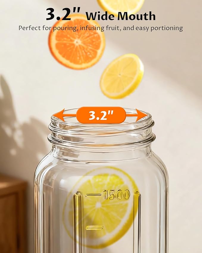 64 oz Mason Jar Pitcher – Airtight & Leakproof Glass Pitcher