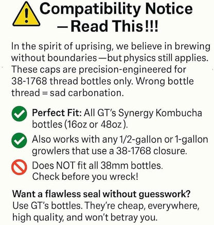Kombucha.com Carbo-Caps: The Swingtop Slayer and Ultimate Carbonation System for Craft Beer & Kombucha Home Brewing. Viva La Revolución! (35 psi (Medium Carbonation), 6 Carbo-Caps + PRVs)