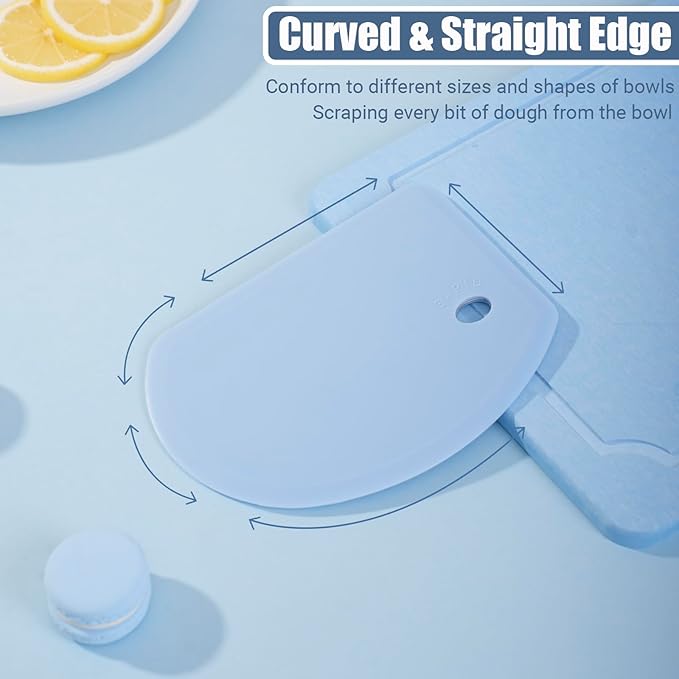 Silicone Dough Scraper with Stainless Steel Sheet, Curved Edge Flexible Bowl