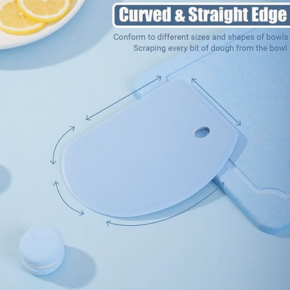 Silicone Dough Scraper with Stainless Steel Sheet, Curved Edge Flexible Bowl