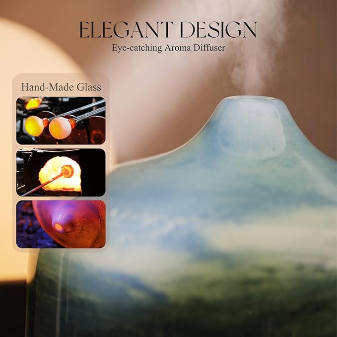 Porseme 500ml Glass Essential Oil Diffuser Aromatherapy Ultrasonic Cool Mist