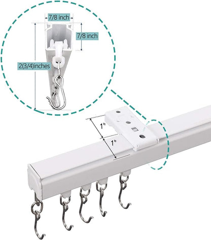 ChadMade Ceiling/Wall Mount Curtain Track Rod Set - 9ft Adjustable Length