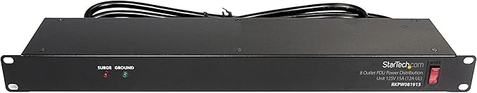 StarTech.com 8 Outlet Horizontal 1U Rack Mount PDU Power Strip