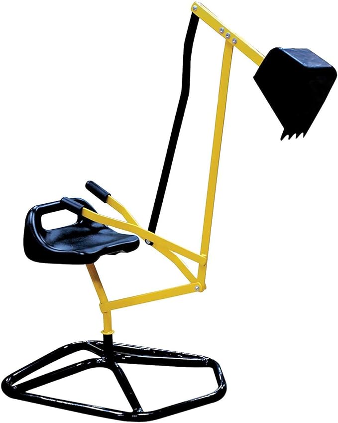 Ride on Crane Digger w Safer Stabilizing Base- Kids Outdoor Digging Excavator Play Toy-100lb Capacity- Swing & Scooper Grab Function, 360 Degrees Rotation Seat- Backyard Sandbox, Dirt, Snow- Xmas Gift