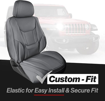 Coverland Custom SUV Car Seat Covers Front Seats for [2011-2020 Jeep Grand Cherokee] - Protector Car Seat Cover Water Resistant Leather Memory Form Back Support Seat Cushion [Front-Dark Gray]