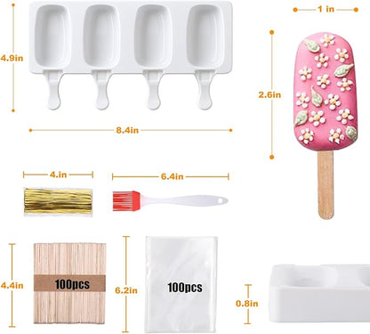 Juome Cake Pop Mold Kit, 8 Cavities Small Cakesicle Molds Silicone