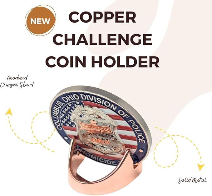 Generic Military Challenge Coin Display Stand - Solid Metal with Anodized Finish - US Vet. Business (Copper)