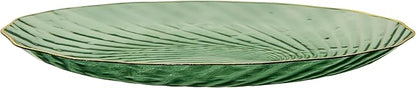 PLASTICPRO 30 Pack Plastic Plates Set of 15-10 inch Plates and 15-7 inch Plates, Elegant Clear Green Spiral and Gold Rim Disposable Fancy Plates Premium Heavyweight