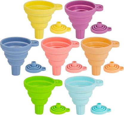 Kitchen Funnel Set 7 Pack, Collapsible Silicone Funnel