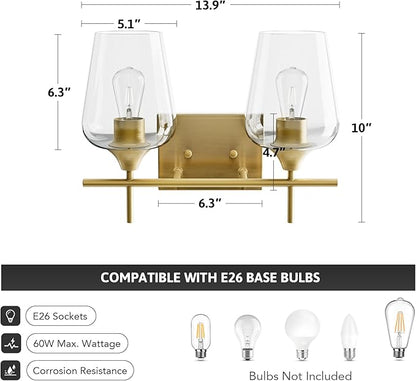 VONLUCE Bathroom Vanity Light, 2-Light Bathroom Light Fixture Over Mirror