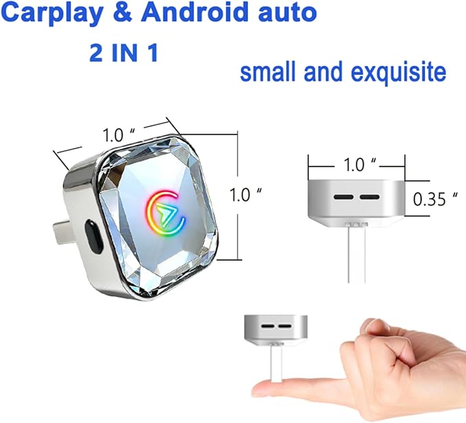 2 in 1 Wireless CarPlay and Android Auto Adapter for Lamborghini Revuelto 2024, Mini CarPlay Dongle Converts Wired to Wireless, Fast Auto-Connect