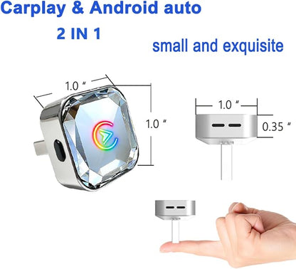 2 in 1 Wireless CarPlay and Android Auto Adapter for Peugeot 308 2017 2018 2019 2020 2021 2022 2023 2024, Mini CarPlay Dongle Converts Wired to Wireless, Fast Auto-Connect