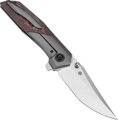 KANSEPT Deadite Pocket Folding Knives for Men Women Hiking 3.52'' Stonewashed CPM S35VN Blade EDC Knife with Bronze Anodized Titanium with Lava Flow Fatcarbon Handle Everyday Carry K1081A4
