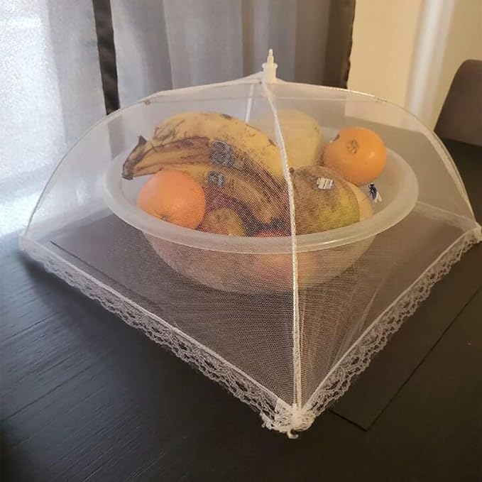 2 Pack Pop-Up Mesh Food Covers, 17 Inches Umbrella-Style Folding Mesh Food