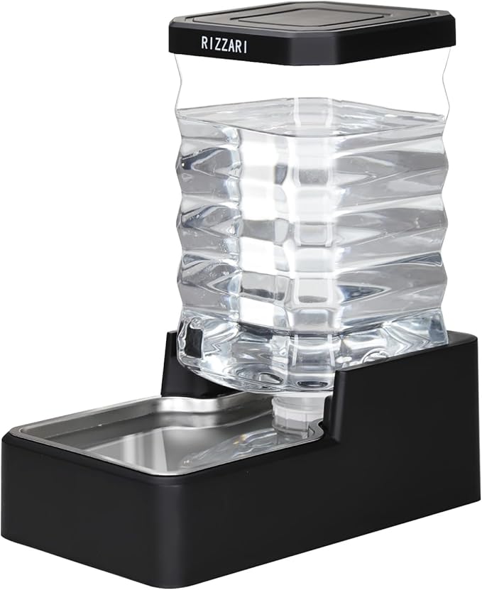 RIZZARI Stainless Steel Pet Water Feeder: 9L Large Gravity Waterer