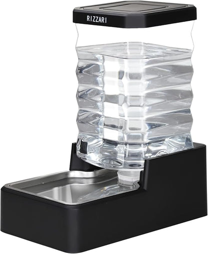RIZZARI Stainless Steel Pet Water Feeder: 9L Large Gravity Waterer