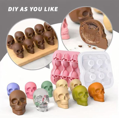 Skull Ice Cube Mold, 6-Cavity Silicone Ice Tray
