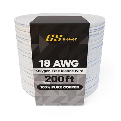 GS Power 200 Ft Duplex Marine Wire, 18 Gauge Wire, Oxygen-Free Tinned Copper 18