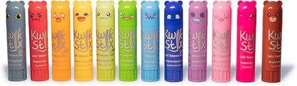 Kwik Stix Cuties Washable Paint Sticks for Kids & Toddlers, 12 Non-Toxic Colors, Quick-Drying, Allergen-Free, Solid Tempera with Cute Caps