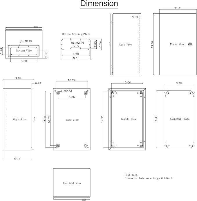 VEVOR NEMA Steel Enclosure, IP66 Waterproof & Dustproof, Outdoor/Indoor