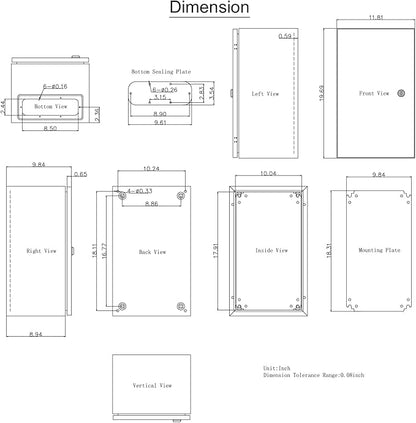 VEVOR NEMA Steel Enclosure, IP66 Waterproof & Dustproof, Outdoor/Indoor