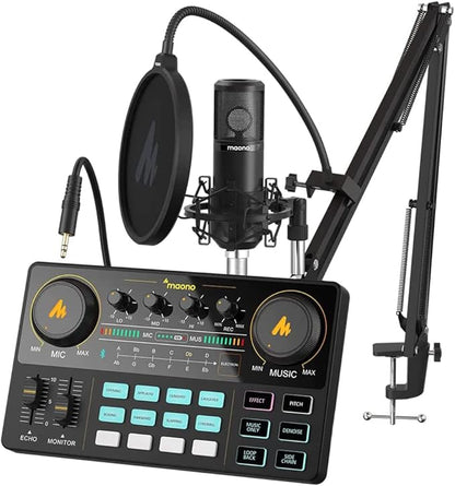 MAONO Podcast Equipment Bundle Audio mixer All-in-One Podcast Production Studio