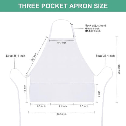 Jubatus 2 Pack 3 Pockets Adjustable Bib Apron Chef Kitchen Cooking Aprons
