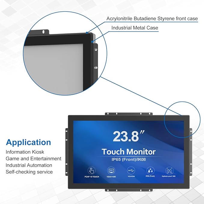 23.8 Inch 10 Points PCAP Open Frame Touch Screen LCD Display Monitors 1920x1080