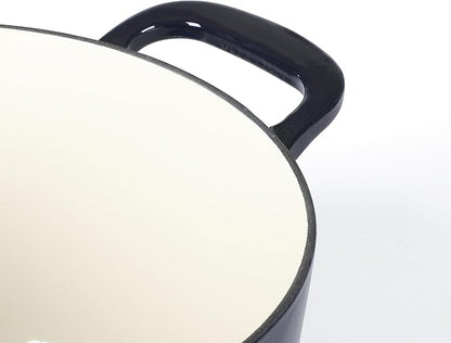 Martha Stewart Gatwick 7 QT Enamel Cast Iron Dutch Oven – Navy Blue, Heavy-Duty