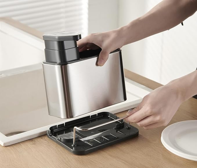 Dish Soap Dispenser 3-in-1 Sponge Holder
