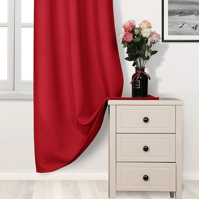 DWCN Christmas Curtains 84 Inches Long, Sliding Glass Door, Solid Grommet Panels