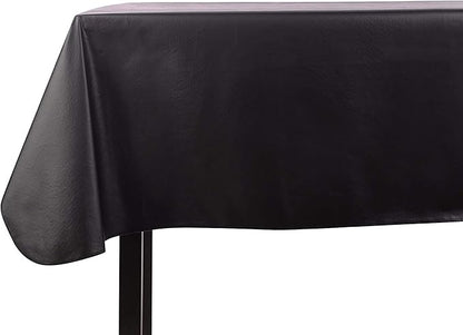 Yourtablecloth Heavy Duty Vinyl Rectangle or Square Tablecloth – 6 Gauge – Flannel Backed – Wipeable Tablecloth with Vivid Colors & Many Sizes 52 x 52 Black