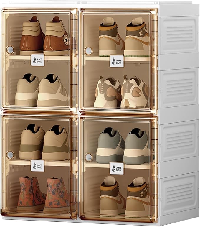 ANTBOX Shoe Organizer Storage Box, Portable Folding Shoe Rack