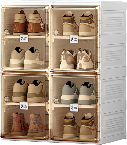 ANTBOX Shoe Organizer Storage Box, Portable Folding Shoe Rack