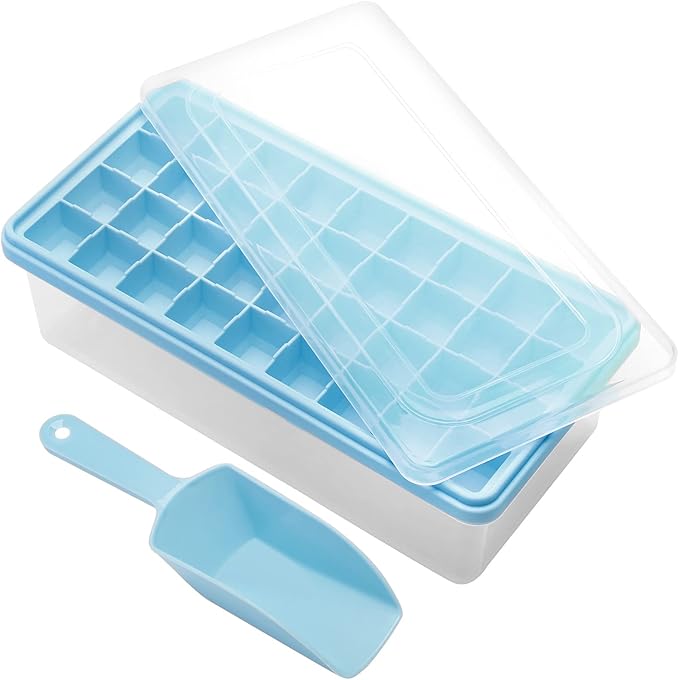 Silicone Ice Cube Tray with Leak-Proof Lid & Storage Bin