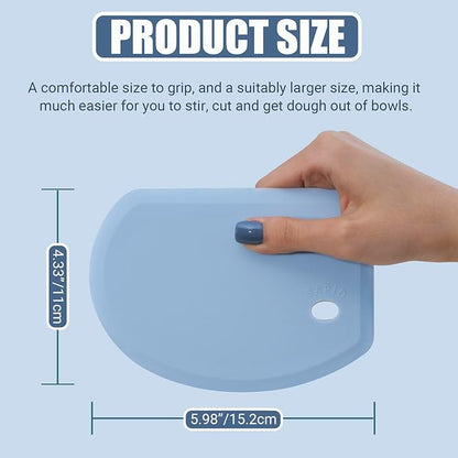 Silicone Dough Scraper with Stainless Steel Sheet, Curved Edge Flexible Bowl