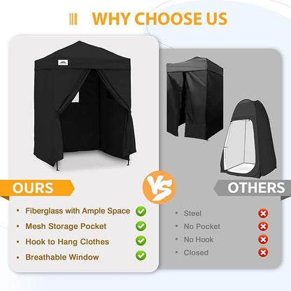 EAGLE PEAK Flex Ultra Compact 5x5 Pop-up Canopy, Sun Shelter, Changing Room, Portable Privacy Canopy Cabana for Pool, Fashion Photoshoots, or Camping, Black