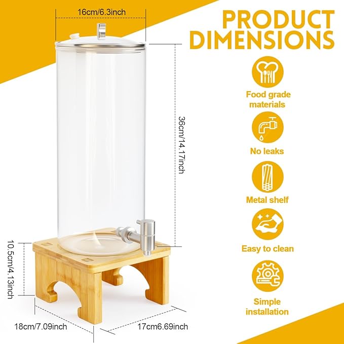 2 Gallon Drink Dispenser, Glass Beverage Dispenser