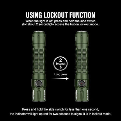 OLIGHT Warrior 3S 2300 Lumens Rechargeable Tactical Flashlight, Compact Dual-Switches LED Bright Light with Proximity Sensor, Powered by Customized Battery for Emergency, and Searching (OD Green)