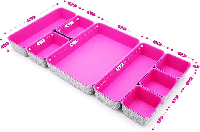 Welaxy Desk Drawer Organizer Tray Set, 8-Piece Office Drawer Organizers