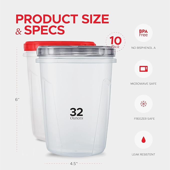 Tafura 10 Pack Leakproof Freezer Containers